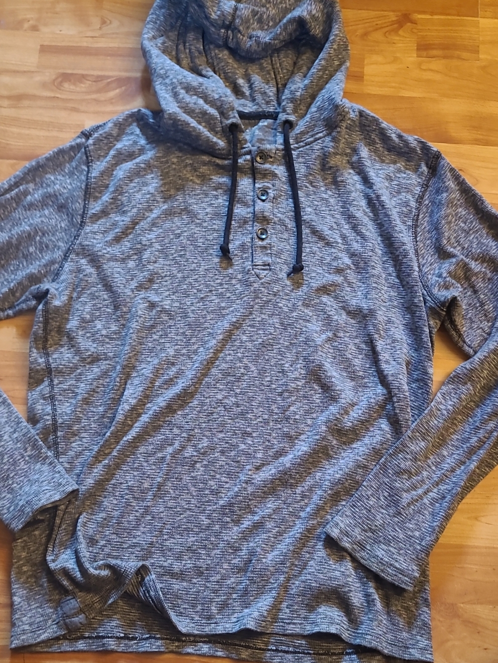 DKNY Men's Heathered Gray Hooded Short Sleeve Tee
